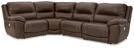 Furniture City Houma - Ashley Furniture - Dunleith 4-Piece Power Reclining Sectional - 4-Piece Power Reclining Sectional / Chocolate - U71604S6