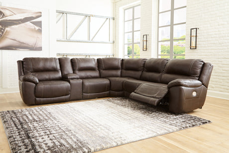 Furniture City Houma - Ashley Furniture - Dunleith 6-Piece Power Reclining Sectional - 6-Piece Power Reclining Sectional / Chocolate - U71604S2