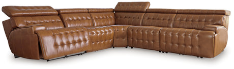 Furniture City Houma - Ashley Furniture - Temmpton 5-Piece Power Reclining Sectional - 5-Piece Power Reclining Sectional / Chocolate - U92708S4