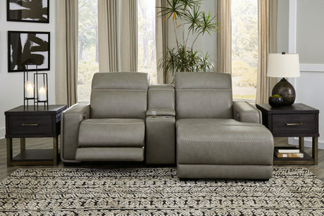 Furniture City Houma - Ashley Furniture - Correze 3-Piece Power Reclining Sectional with Chaise - 3-Piece Power Reclining Sectional with Chaise / Gray - U94202S11