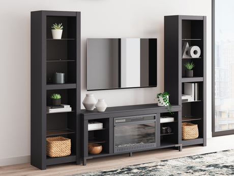 Furniture City Houma - Ashley Furniture - Cayberry 3-Piece Entertainment Center with Electric Fireplace - 3-Piece Entertainment Center with Electric Fireplace / Black - W2721W2