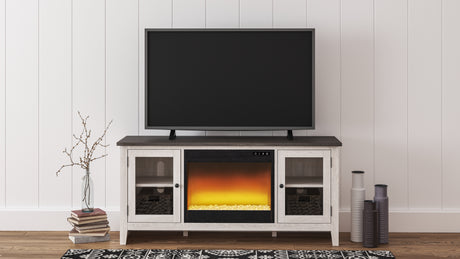 Furniture City Houma - Ashley Furniture - Dorrinson 60" TV Stand with Electric Fireplace - 60" TV Stand with Electric Fireplace / Two-tone - W287W2