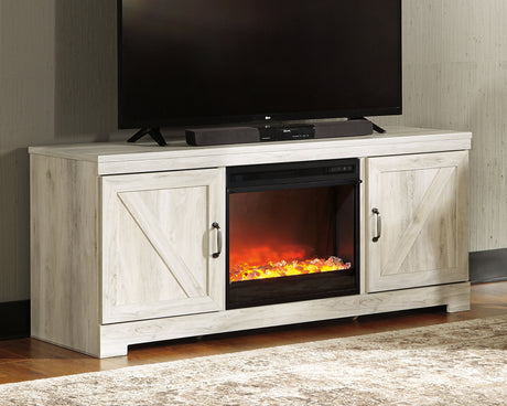 Furniture City Houma - Ashley Furniture - Bellaby 63" TV Stand with Fireplace - 63" TV Stand with Fireplace / Whitewash - W331W4