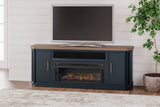 Furniture City Houma - Ashley Furniture - Landocken 83" TV Stand with Electric Fireplace - 83" TV Stand with Electric Fireplace / Two-tone - W402W1