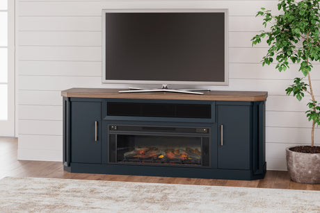 Furniture City Houma - Ashley Furniture - Landocken 83" TV Stand with Electric Fireplace - 83" TV Stand with Electric Fireplace / Two-tone - W402W1