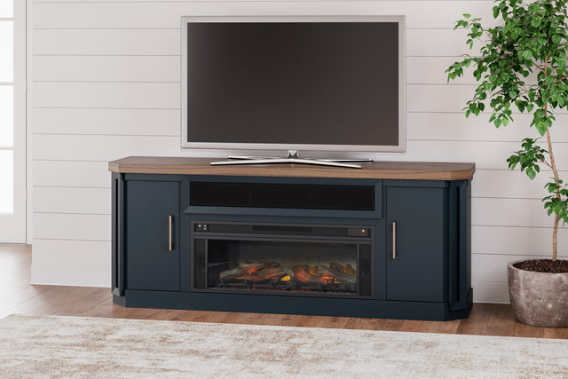Furniture City Houma - Ashley Furniture - Landocken 83" TV Stand with Electric Fireplace - 83" TV Stand with Electric Fireplace / Two-tone - W402W1
