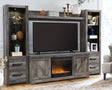 Furniture City Houma - Ashley Furniture - Wynnlow 4-Piece Entertainment Center with Electric Fireplace - 4-Piece Entertainment Center with Electric Fireplace / Gray - W440W5