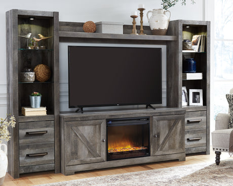 Furniture City Houma - Ashley Furniture - Wynnlow 4-Piece Entertainment Center with Electric Fireplace - 4-Piece Entertainment Center with Electric Fireplace / Gray - W440W5