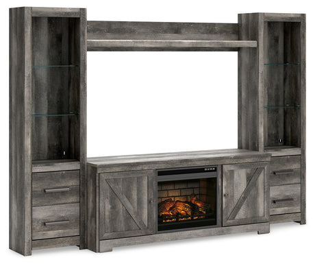 Furniture City Houma - Ashley Furniture - Wynnlow 4-Piece Entertainment Center with Electric Fireplace - 4-Piece Entertainment Center with Electric Fireplace / Gray - W440W8