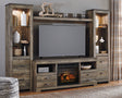 Furniture City Houma - Ashley Furniture - Trinell 4-Piece Entertainment Center with Electric Fireplace - 4-Piece Entertainment Center with Electric Fireplace / Brown - W446W8