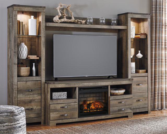 Furniture City Houma - Ashley Furniture - Trinell 4-Piece Entertainment Center with Electric Fireplace - 4-Piece Entertainment Center with Electric Fireplace / Brown - W446W8