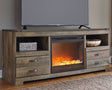 Furniture City Houma - Ashley Furniture - Trinell 63" TV Stand with Electric Fireplace - 63" TV Stand with Electric Fireplace / Brown - W446W5