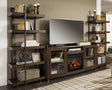 Furniture City Houma - Ashley Furniture - Starmore 3-Piece Wall Unit with Electric Fireplace - 3-Piece Wall Unit with Electric Fireplace / Brown/Gunmetal - W633W6
