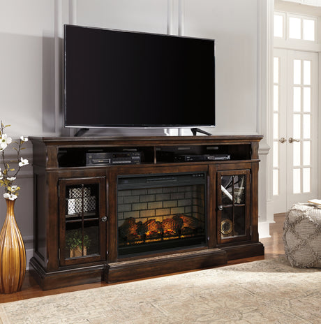 Furniture City Houma - Ashley Furniture - Roddinton 72" TV Stand with Electric Fireplace - 72" TV Stand with Electric Fireplace / Dark Brown - W701W8