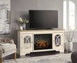 Furniture City Houma - Ashley Furniture - Realyn 74" TV Stand with Electric Fireplace - 74" TV Stand with Electric Fireplace / Chipped White - W743W2