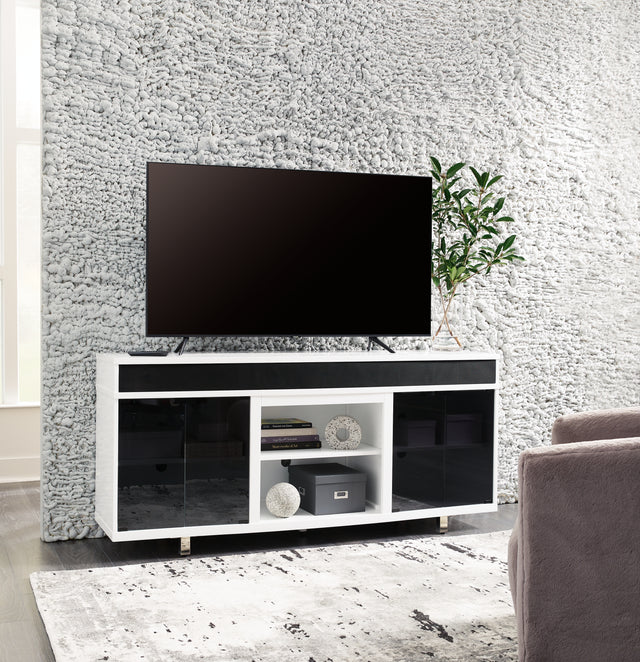Furniture City Houma - Ashley Furniture - Gardoni 72" TV Stand - 72" / White/Black - W756-68