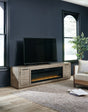 Furniture City Houma - Ashley Furniture - Krystanza TV Stand with Electric Fireplace - TV Stand with Electric Fireplace / Weathered Gray - W760W1