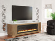 Furniture City Houma - Ashley Furniture - Camdill 80" TV Stand with Electric Fireplace - 80" TV Stand with Electric Fireplace / Light Brown - W808W1