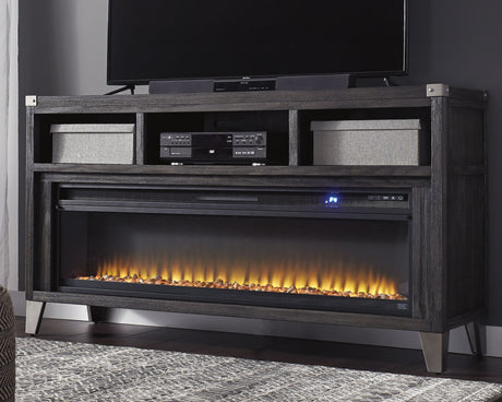 Furniture City Houma - Ashley Furniture - Todoe 65" TV Stand with Electric Fireplace - 65" TV Stand with Electric Fireplace / Gray - W901W1
