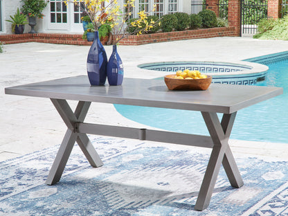 Half Moon Beach - Rectangular Dining Table With Umbrella Option - Gray
