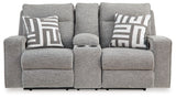 Biscoe - Power Reclining Loveseat With Console /Adj Headrest - Pewter