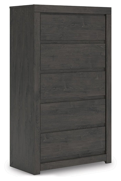 Fraluna - Five Drawer Chest - Charcoal