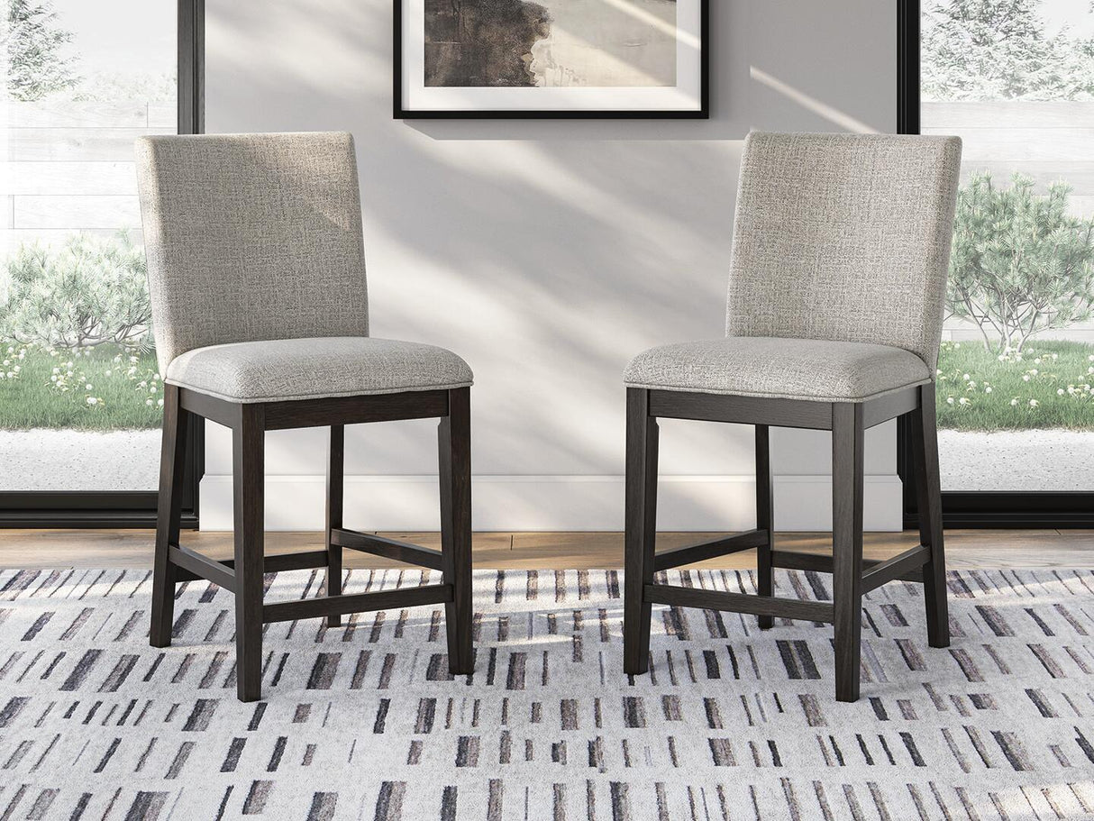 Neymorton - Upholstered Barstool (Set of 2) - Dark Grayish Brown