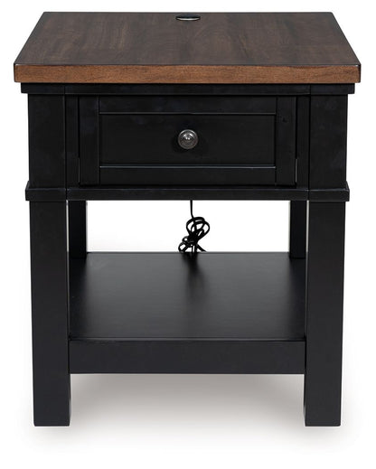 Wildenauer - Rectangular End Table - Brown / Black