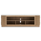 Camdill - XL TV Stand With Fireplace Option - Light Brown