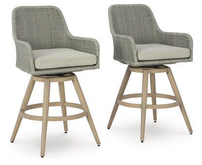 Seton Creek - Barstool With Cushion (Set of 2) - Beige / Gray