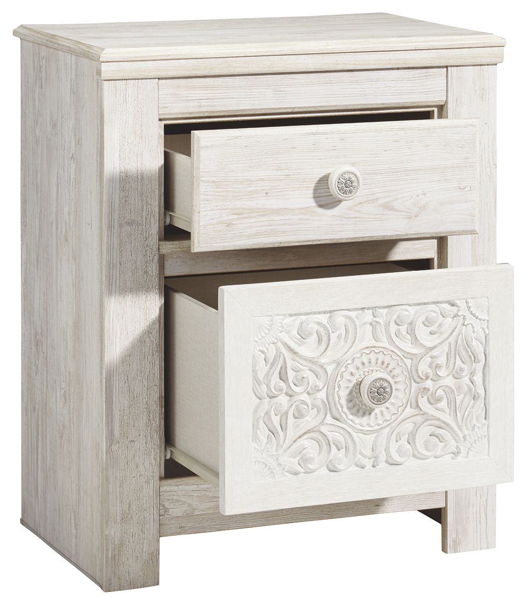 Paxberry - Two Drawer Night Stand - Whitewash