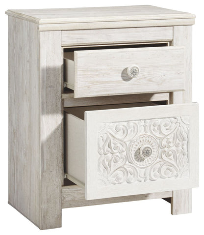 Paxberry - Two Drawer Night Stand - Whitewash