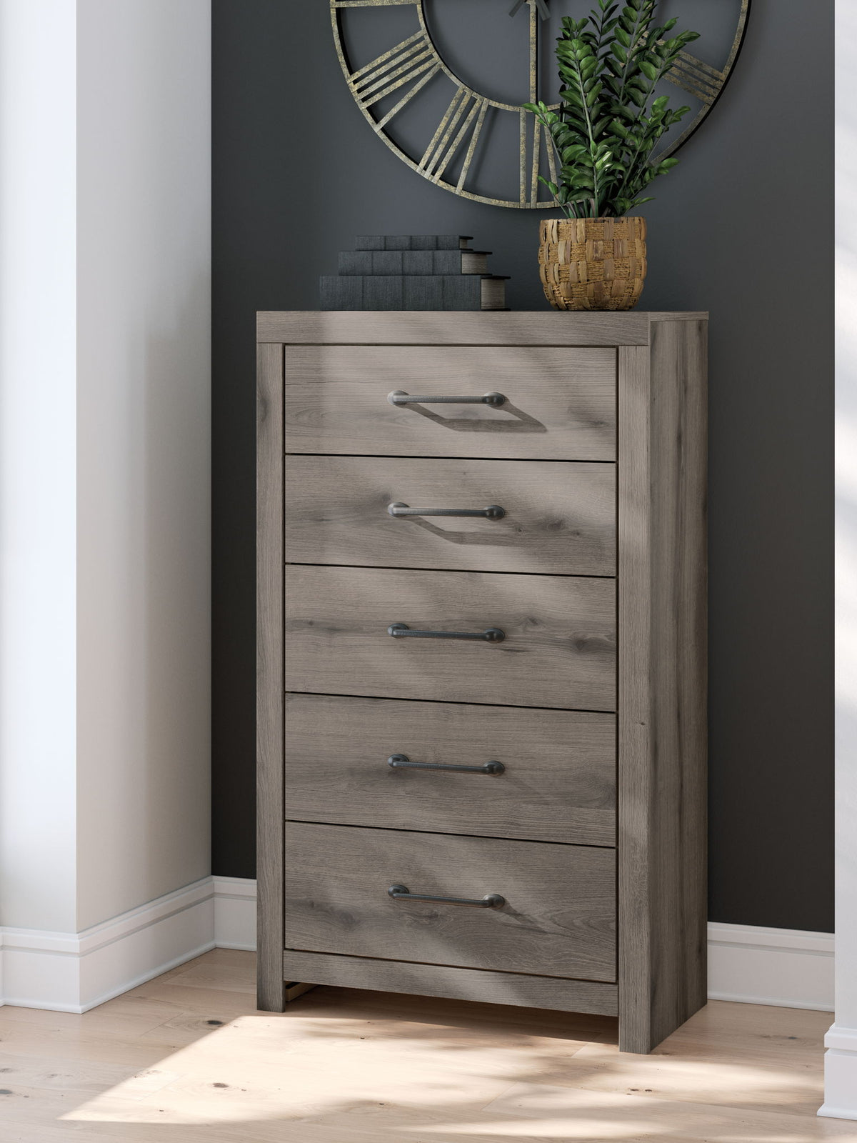 Graystorm - Five Drawer Chest - Brown Gray