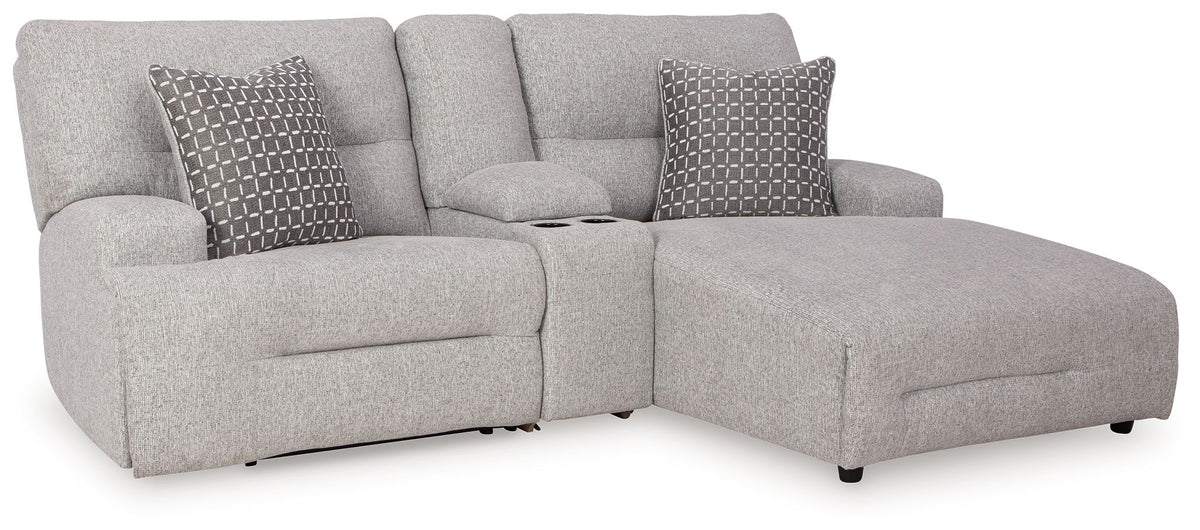 Acklen Place - 4 Pc. - 3-Piece Power Reclining Sectional Sofa With Raf Chaise, Wide Seat Power Recliner - Pewter