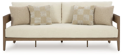 Serene Bay - Sofa With Cushion - Dark Brown / White