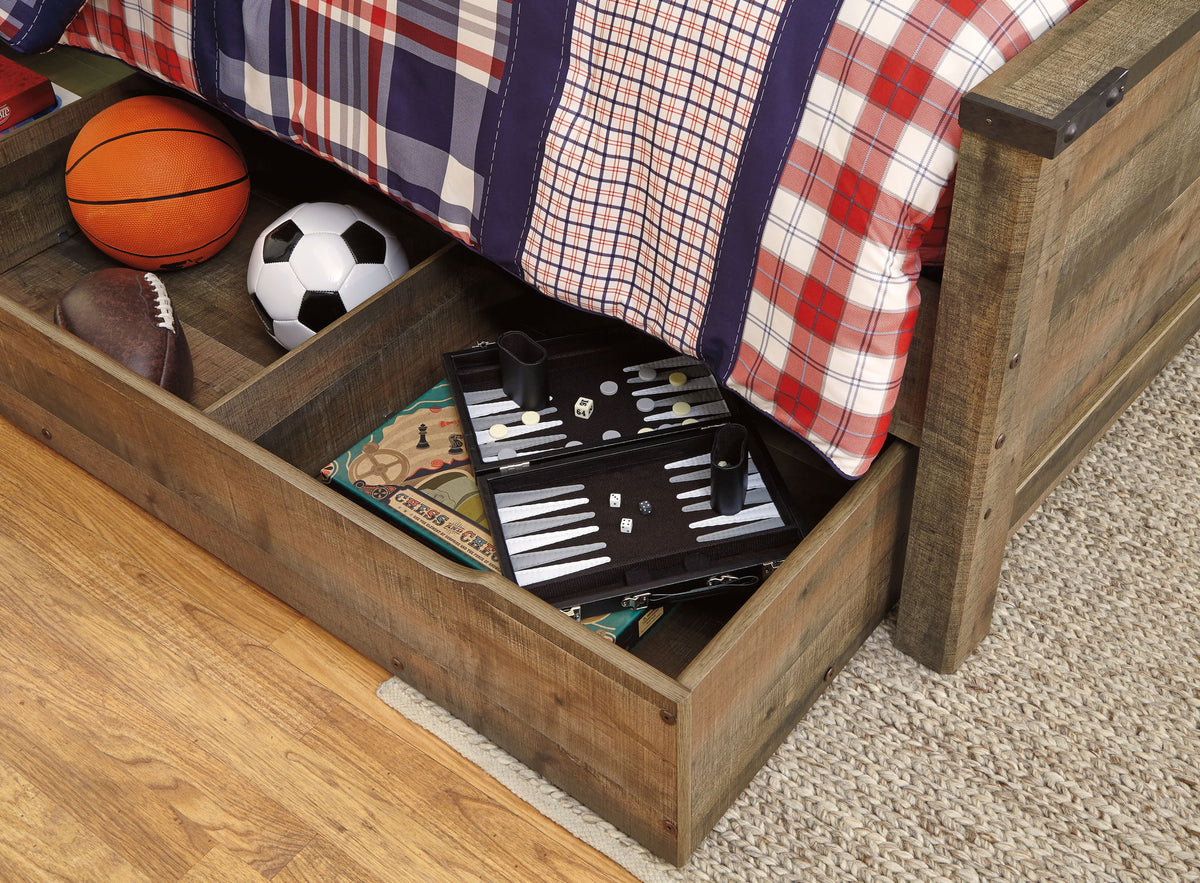 Trinell - Twin Bookcase Bed With 1 Large Storage Drawer - Brown