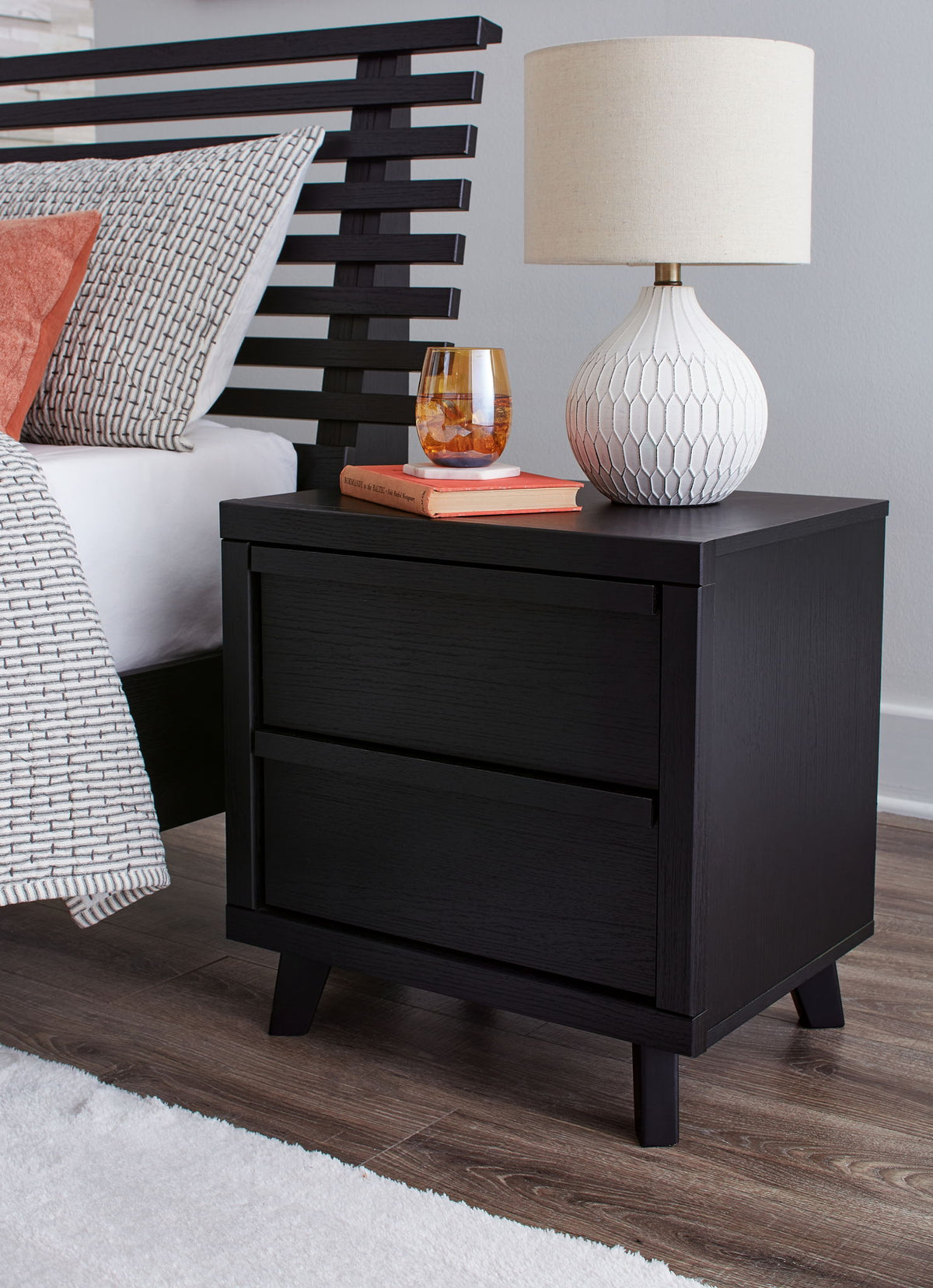 Danziar - Two Drawer Night Stand - Black