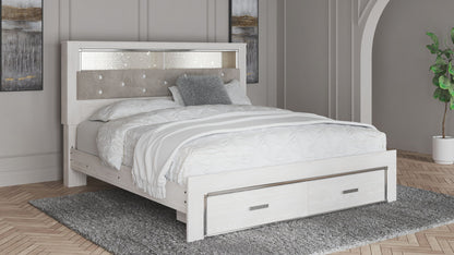Altyra - King Upholstered Bookcase Bed With Storage - White