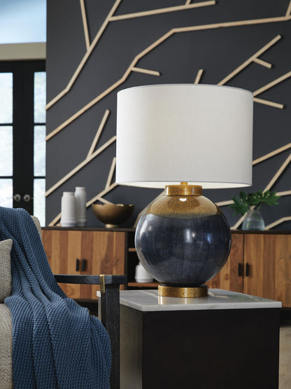 Adara - Metal Table Lamp - Blue / Gold Finish