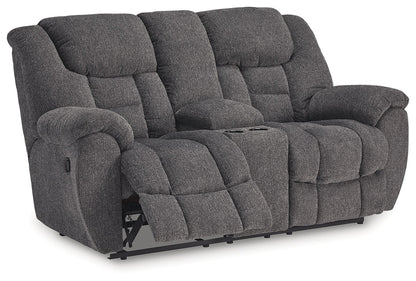 Foreside - Dbl Reclining Loveseat with Console - Charcoal