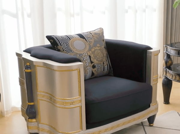 HD-9042 - Chair - Silver / Black / Gold