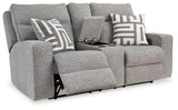 Biscoe - Power Reclining Loveseat With Console /Adj Headrest - Pewter
