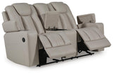 Elevate Edges - Glide Reclining Loveseat With Console - Coin