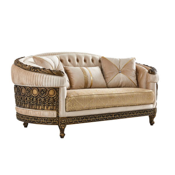 HD-9017 - Loveseat - Beige / Brown / Yellow