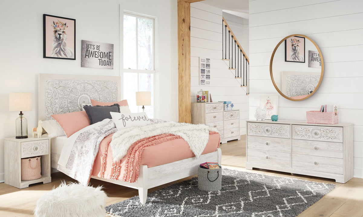 Paxberry - Six Drawer Dresser - Vinyl-Wrapped - Whitewash
