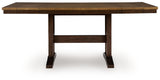Rylandeen - Rectangular Dining Room Counter Height Extension Table - Light Brown / Dark Brown