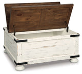 Wystfield - Cocktail Table with Storage - White / Brown