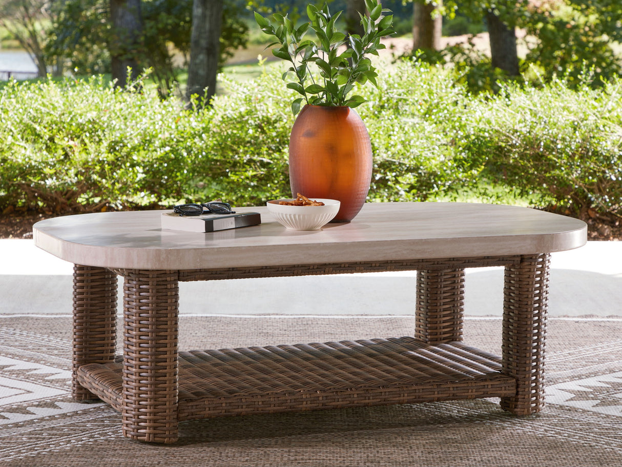 Dolan Creek - Rectangular Cocktail Table - Beige / Brown