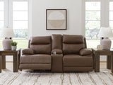 Vonryan - Power Reclining Loveseat With Console / Adj Headrest - Tobacco