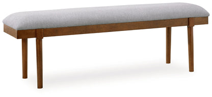 Lyncott - Large Upholstered Dining Room Bench - Gray / Brown